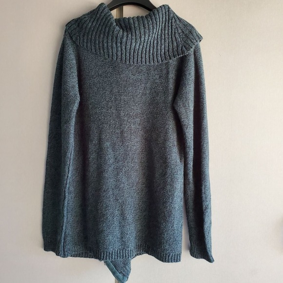 Great Northwest Indigo Womens M Green Mock Neck Oversize Asymmetrical Zip Jacket - Picture 3 of 7